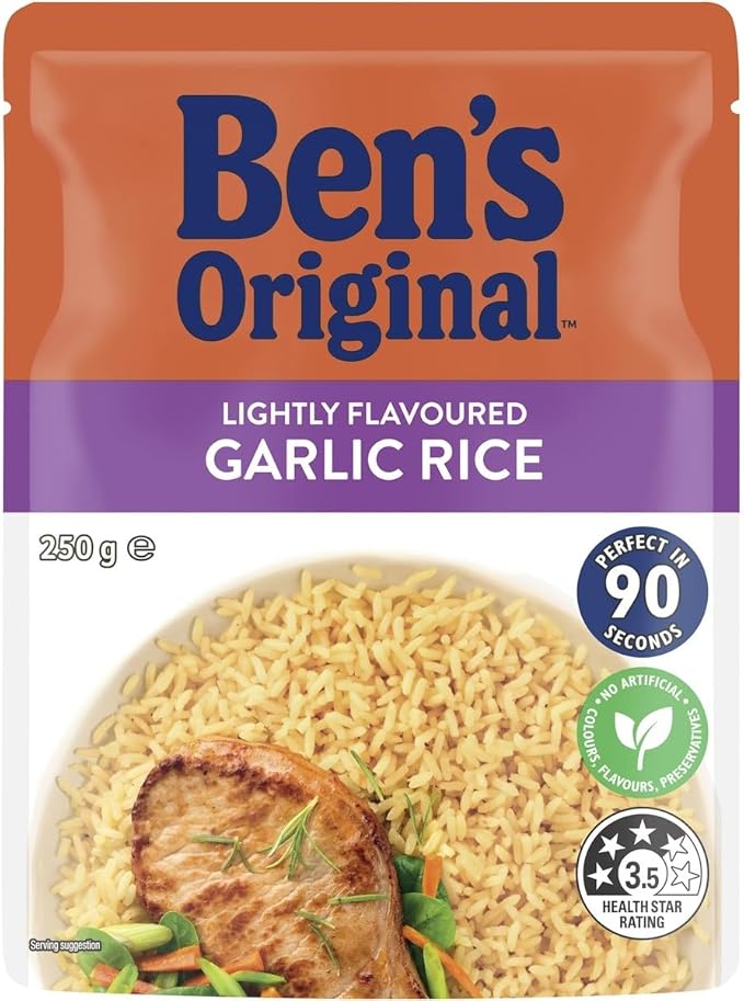 Ben's Original Lightly Flavour Garlic Microwave Rice Pouch 250g