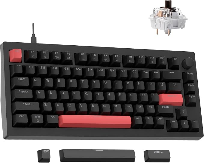 Lemokey X4 Red Backlit 75% Layout Mechanical Keyboard with Shine Through Keycaps