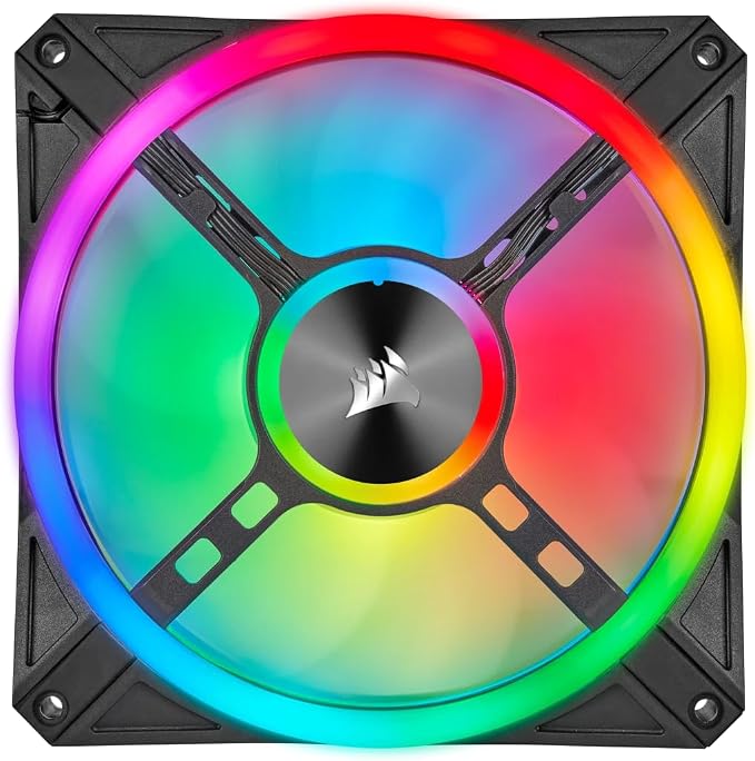140mm Corsair iCUE QL140 RGB PWM Dual Fan Pack with Lighting Node Core