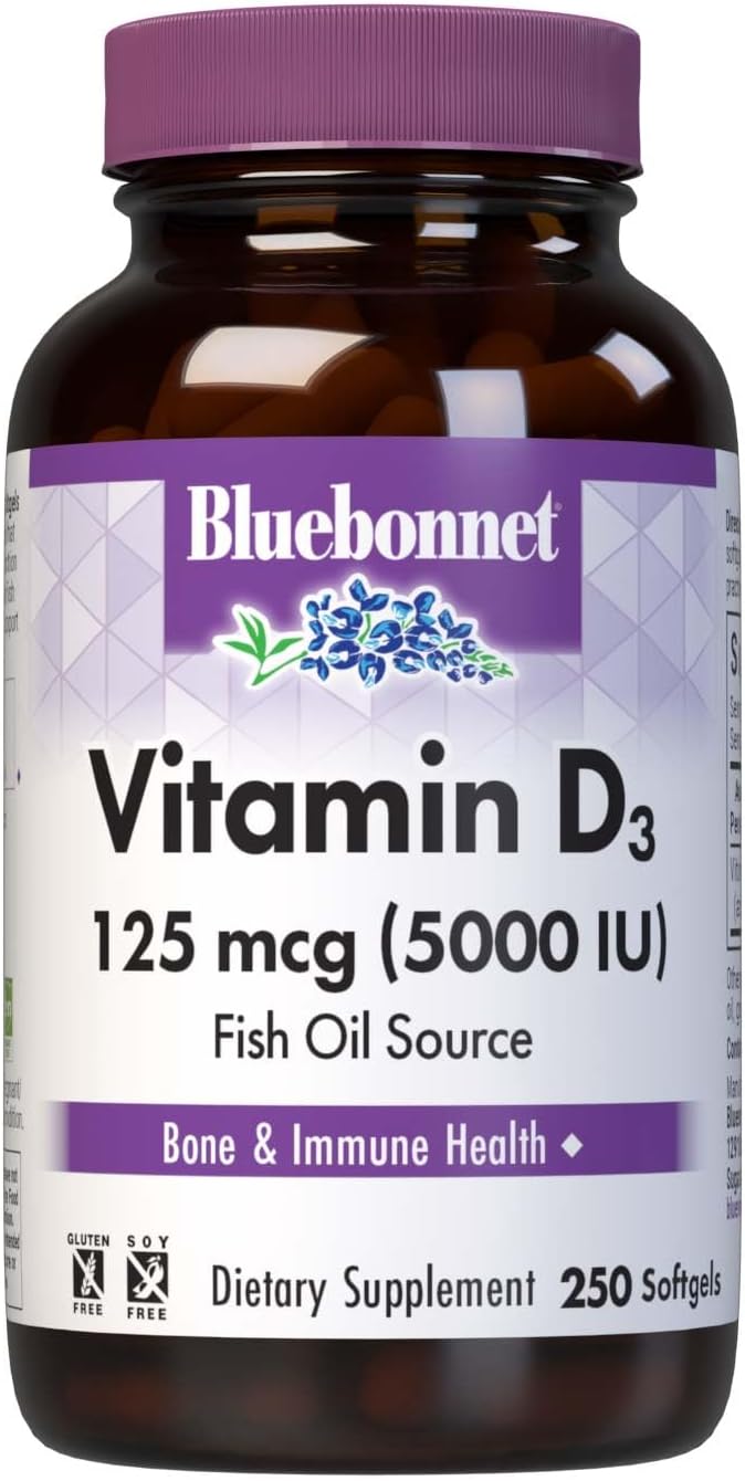 Bluebonnet Nutrition Vitamin D3 5000 IU 250 Softgels