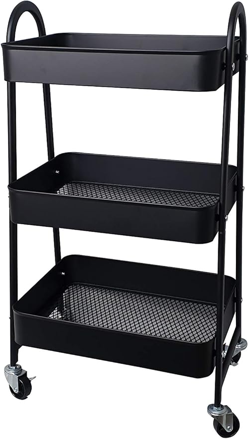 Trolley Cart 3 Tier Black