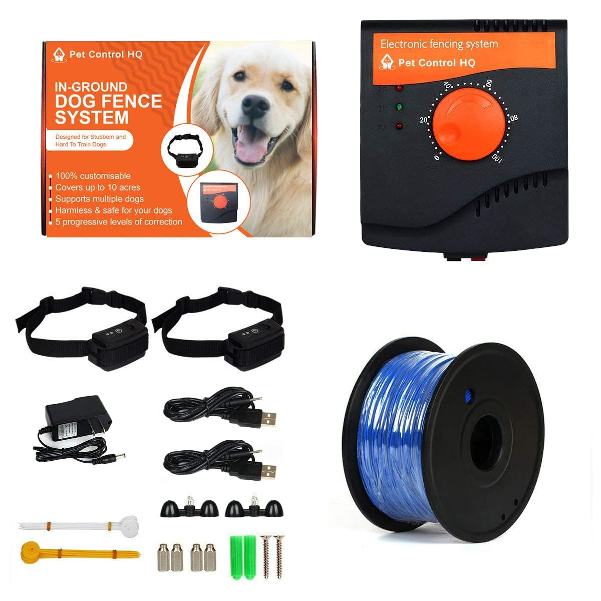 Wireless Electric Dog Fence System (3 Collars)