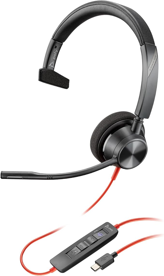 Poly Blackwire 3310 USB-A Mono Headset - Black