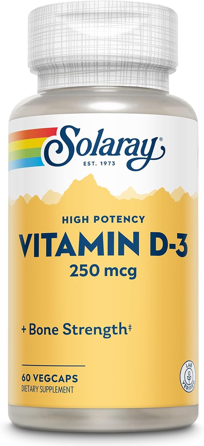 Solaray Vitamin D-3, 10,000 IU, 60 Caps