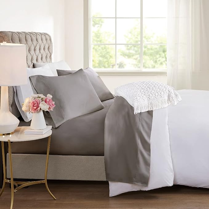 Dreamfields 2000TC Cooling Bamboo Sheet Set, King Single, Grey