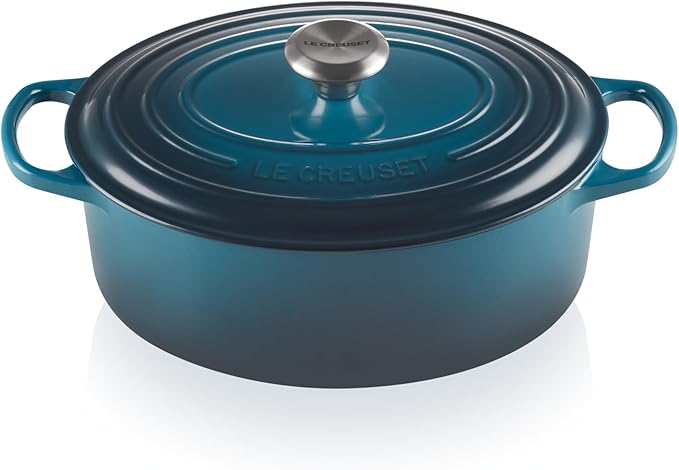 Le Creuset Signature 6 3/4 Quart Oval Enamel Cast Iron French/Dutch Oven Sea Salt