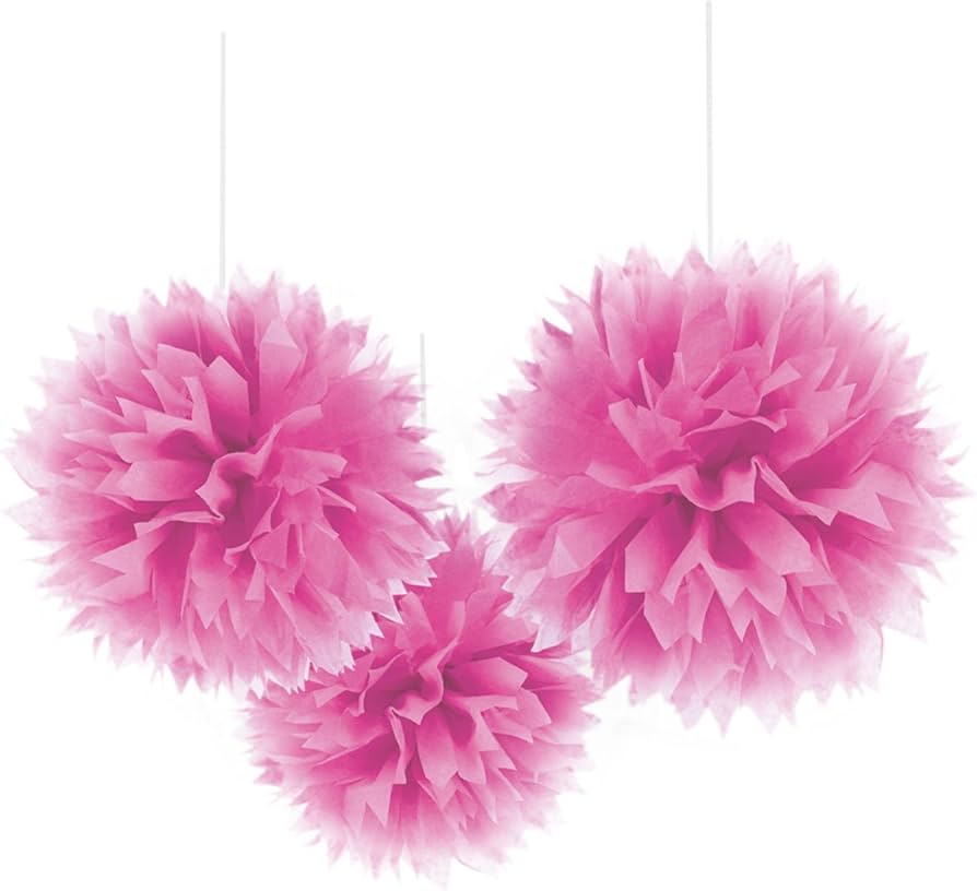 Fluffy Tissue Decorations - Bright Pink