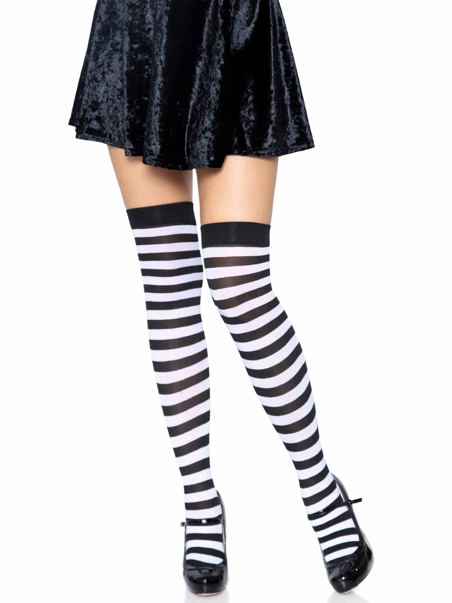 Leg Avenue Striped Thigh High Stockings White/Green