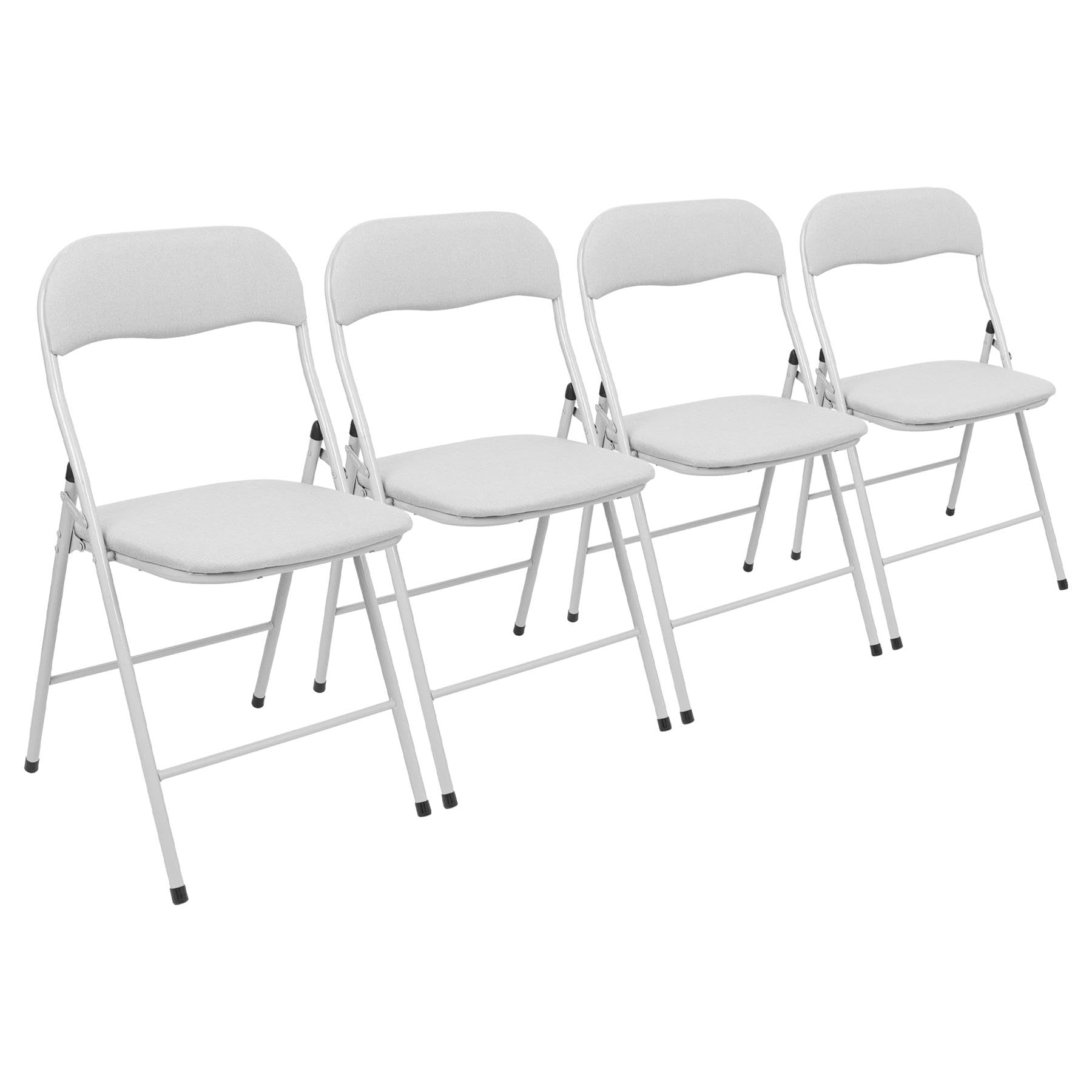 Harbour Housewares Fabric Padded Metal Folding Chairs - White - Pack of 4 - Lightweight Portable Outdoor Seat Indoor Foldable Dining Chair for