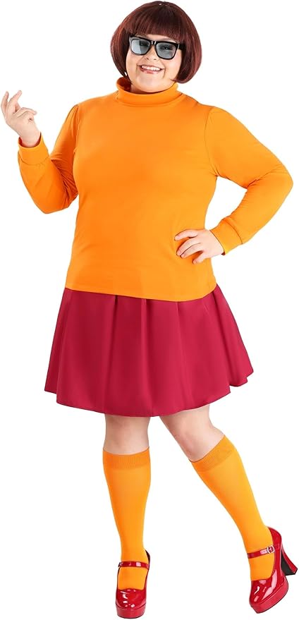 Women's Plus Size Classic Scooby Doo Velma Costume | Adult | Womens | Orange/Red | 6x | Jerry Leigh