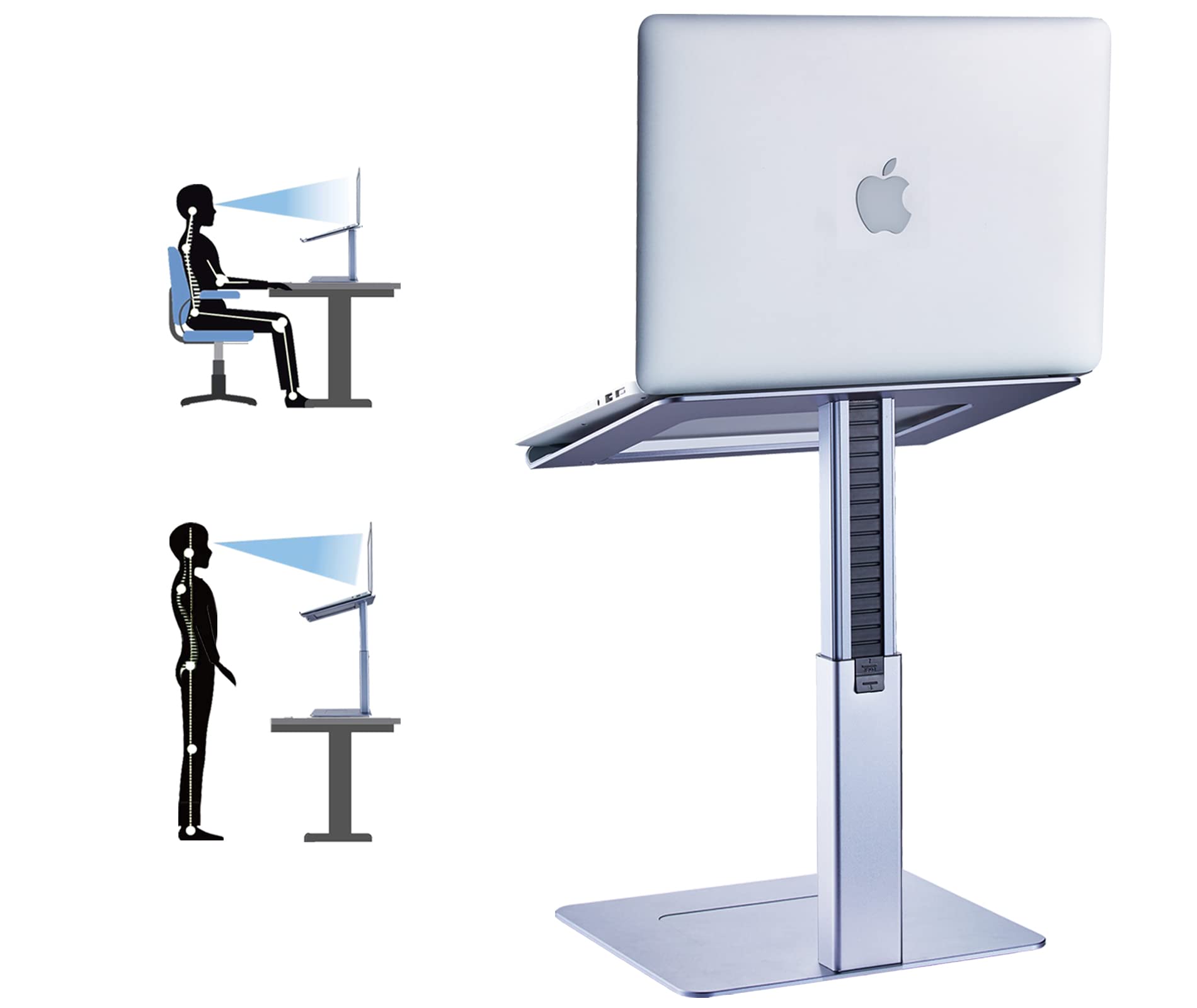 DJ Laptop Stand Adjustable Height, Laptop Raised Stand for for Desk, Standing & Sitting Mode, Laptop Riser Stand of Elevated Stand, Tall, Strong and