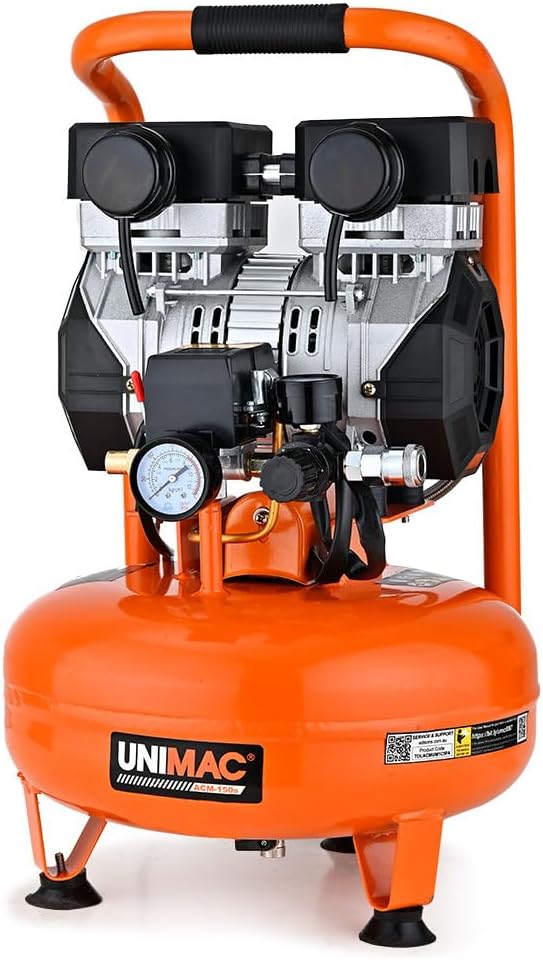 UNIMAC 15L Pancake Air Compressor, 116psi Portable Silent Oil-Free Electric, for Airtools Tyre Inflation