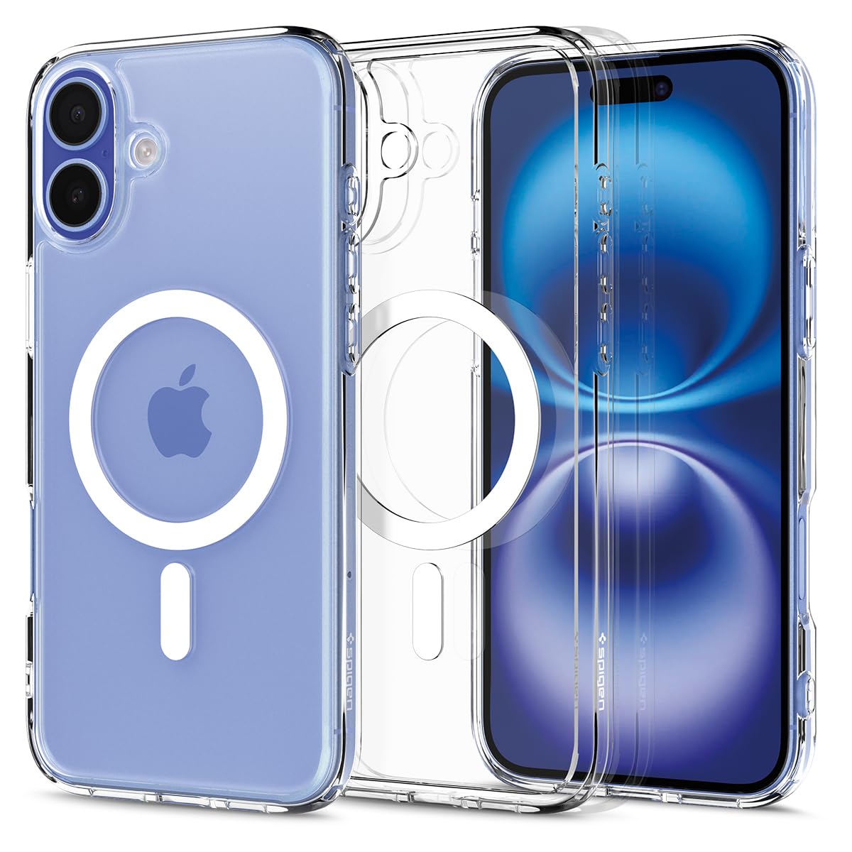 SPIGEN Ultra Hybrid (MagFit) MagSafe Compatible for iPhone 16 Plus Case [Colour:Clear Case / White Ring]
