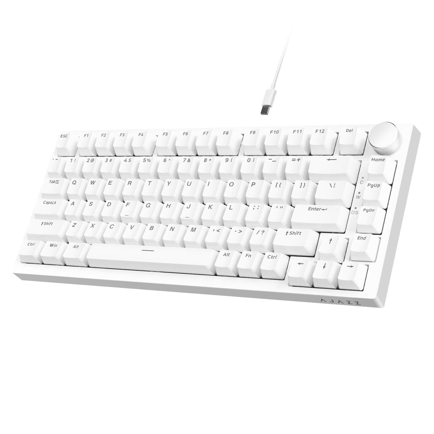 Attack Shark Ajazz Hot Swappable Mechanical Keyboard 75% Percent,TLK Custom Wired Keyboard Gaming with Rotary Knob,RGB Backlit,Gasket,NKRO,PBT