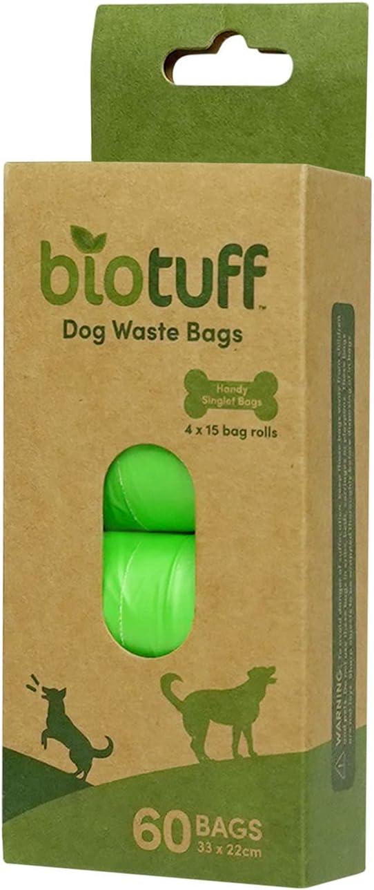 Biotuff Dog Waste Bags & Dispenser Rolls, 60 Bag