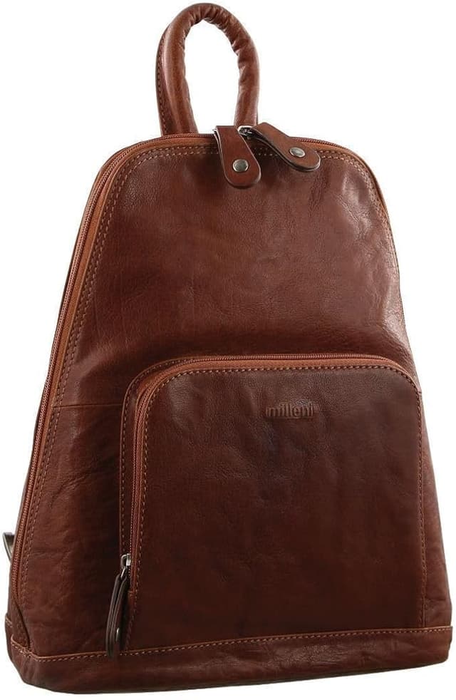 Milleni Leather Ladies Backpack Cognac AU24166