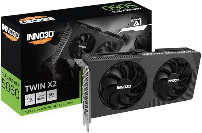 INNO3D NVIDIA GeForce RTX 5060 Twin X2 8GB GDDR7 2497MHz Boost Clock-