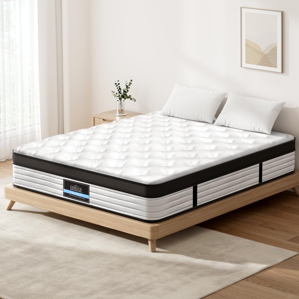 Giselle Bedding Queen Mattress 31cm Pocket Spring Foam Euro Top Mattress