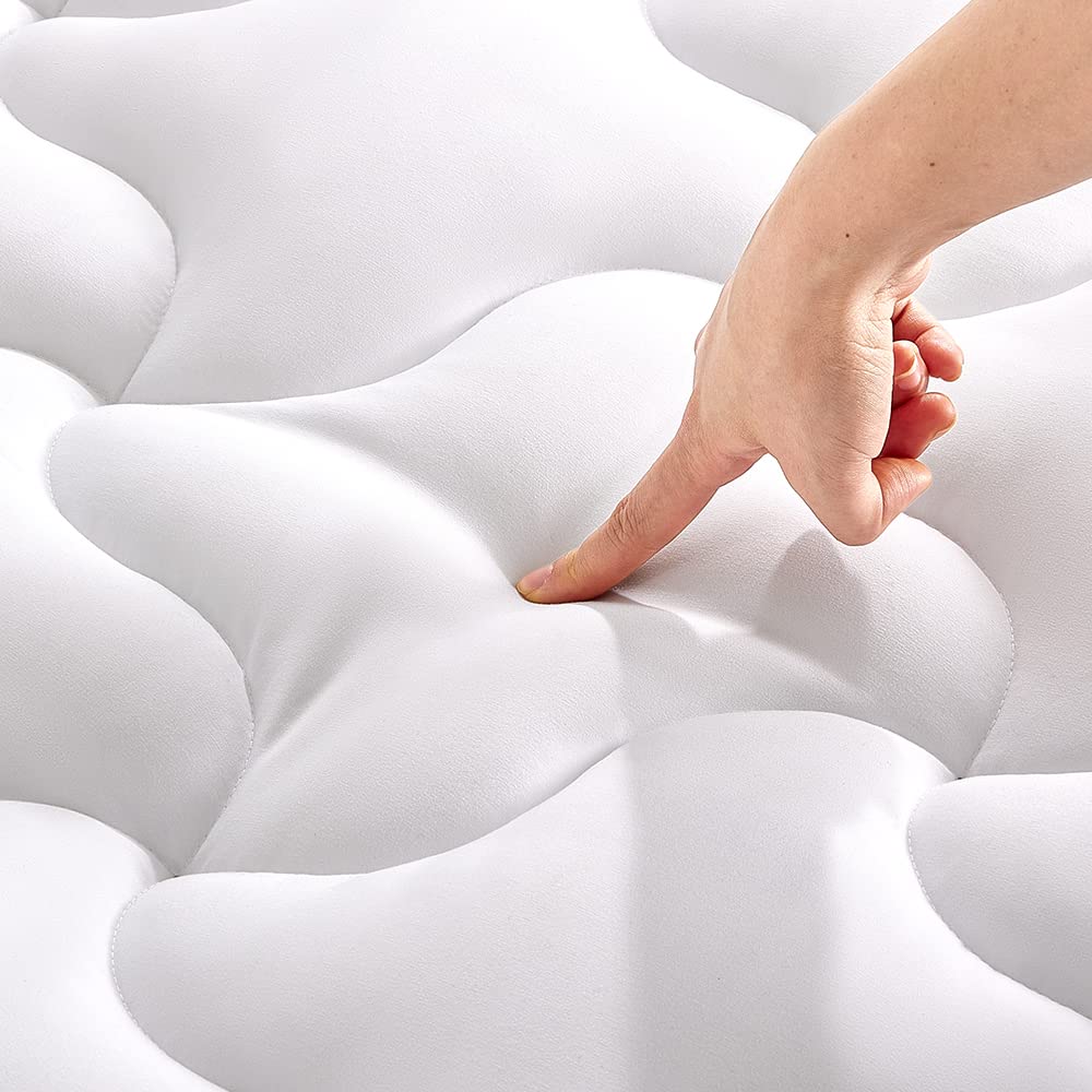 Sleep Zone Cooling Queen Mattress Pad, Premium Zoned Quilted Fitted Mattress Topper, Elastic Mattress Protector Cover, Machine Wash Durable, Deep