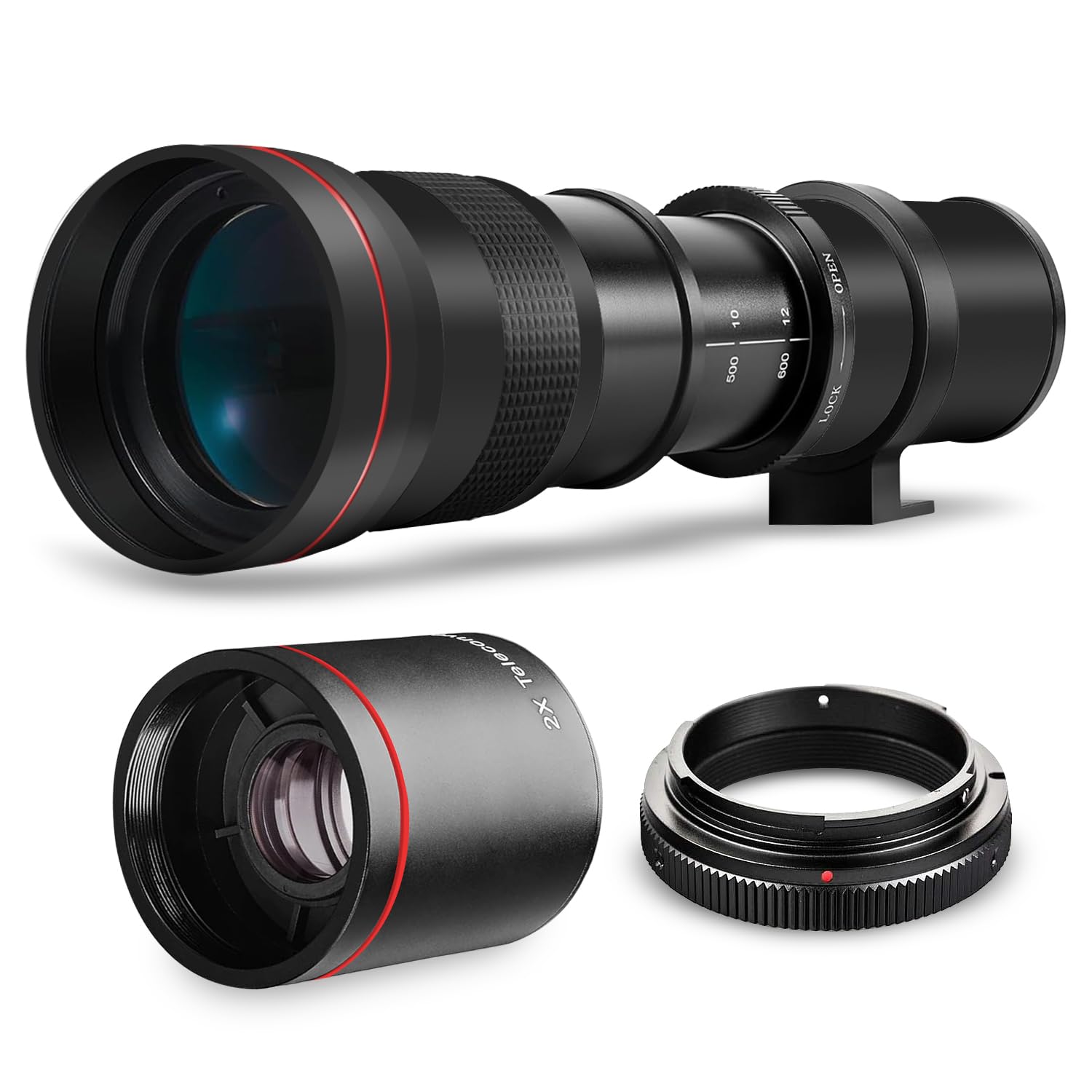 High-Power 420-1600mm f/8.3 HD Manual Telephoto Zoom Lens for Canon Eos 80D Eos
