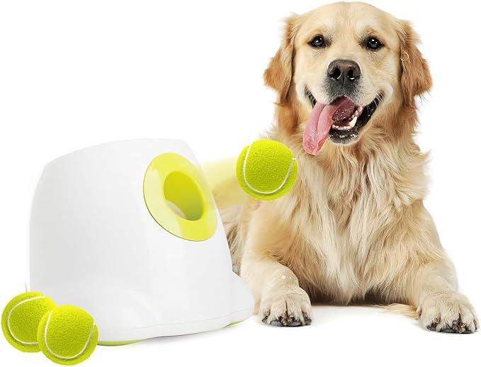 AFP Automatic Ball Launcher For Dogs Interactive Puppy Pet Ball Indoor Thrower Fetch Machine, 3 Balls Included (2 inch) For Small Size Dogs