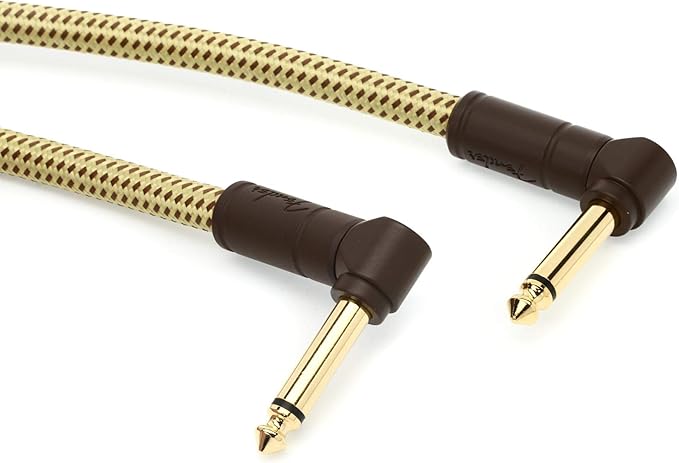 Fender Deluxe Series Instrument Cable, Angle/Angle, 3', Black Tweed