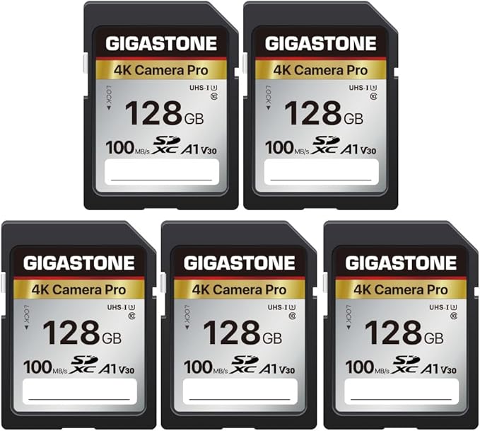 Gigastone 128GB SD Card V30 SDXC Memory Card High Speed 4K Ultra HD UHD Video Compatible with Canon Nikon Sony Pentax Kodak Olympus Panasonic Digital
