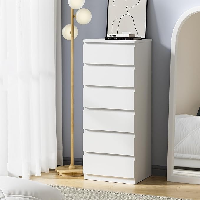 Oikiture 6 Chest of Drawers Tallboy White