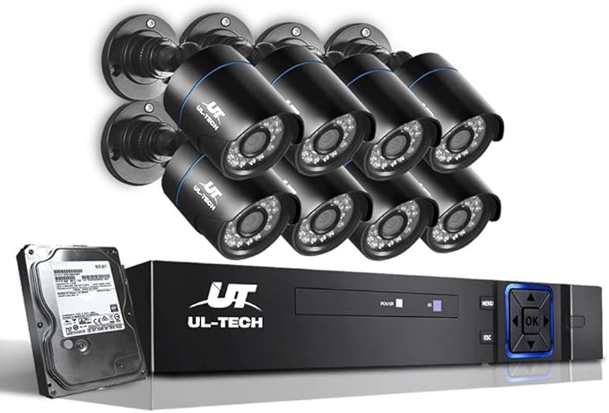 UL Tech CCTV Security System 2TB 8CH DVR 1080P 8 Camera Sets