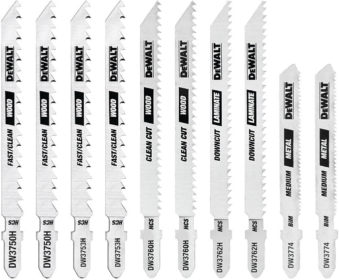 DeWalt DW3741C 10-Piece T-Shank Jig Saw Blade Set w/Case