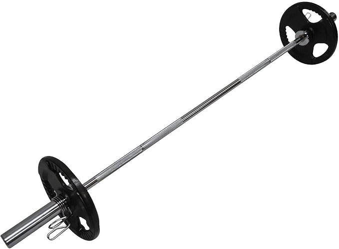32kg Total - 180cm Olympic Barbell Bar - 10kg x 2 Weight Plates Free Spring Collar