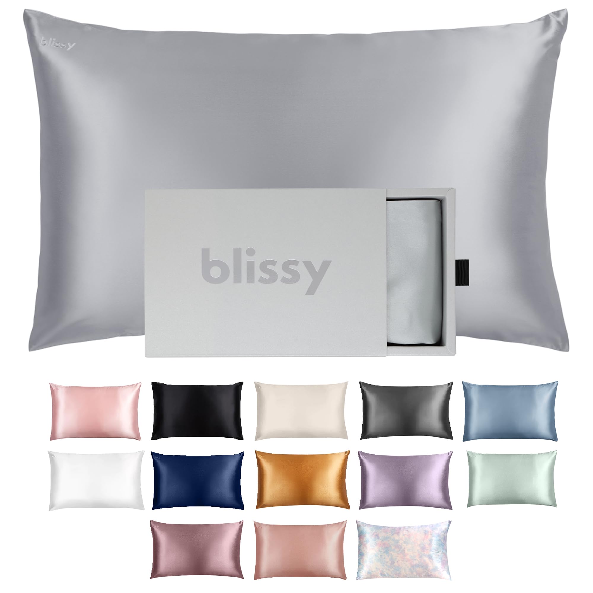 Blissy Standard 100% Mulberry Silk Pillowcase Silver