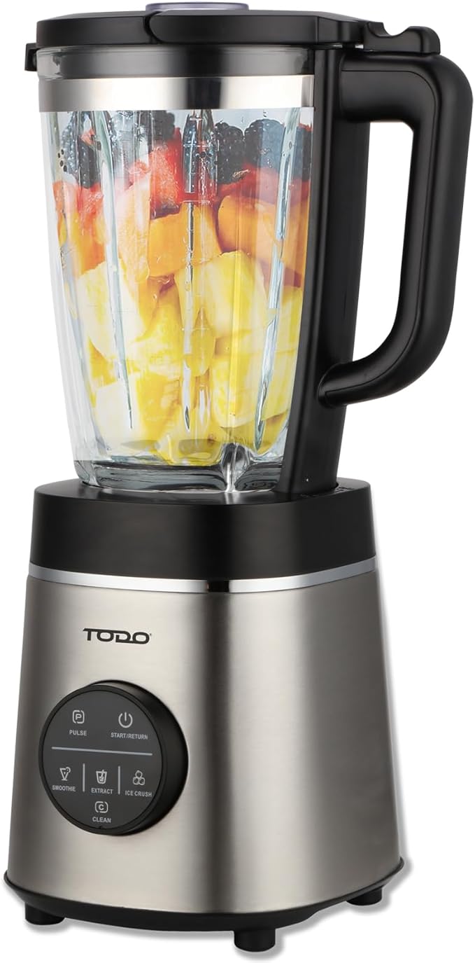 TODO 1.75L Commercial Electric Blender 1000W Glass Jar Adjustable Speed Stainless Steel Body