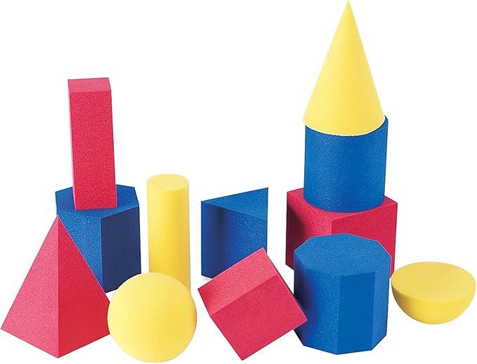 Learning Resources Hands-on Soft GeoSolids, Soft Foam 3D Shapes, Set of 12, Ages 5+