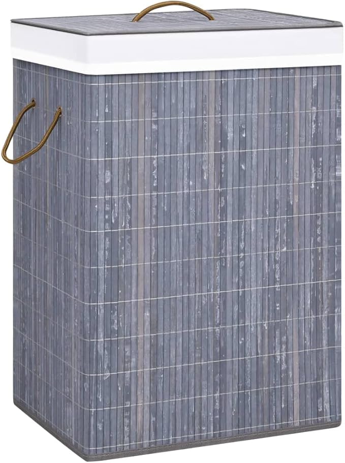 Bamboo Laundry Basket Grey 72 L