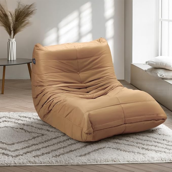 Oikiture Floor Sofa Accent Chair Lazy Couch Lounge Brown