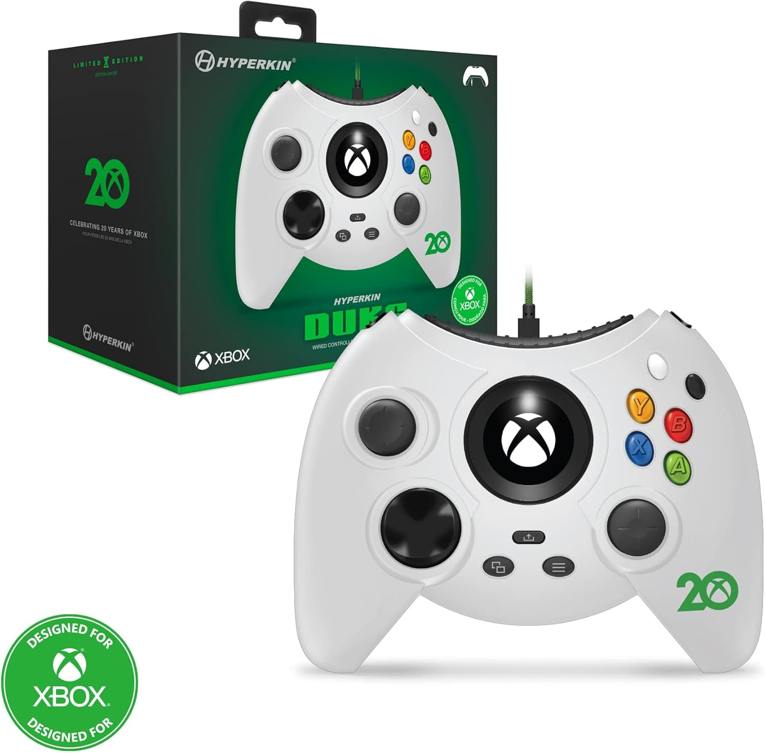 Hyperkin Xbox Duke Wired Controller (20th Anniversary White)
