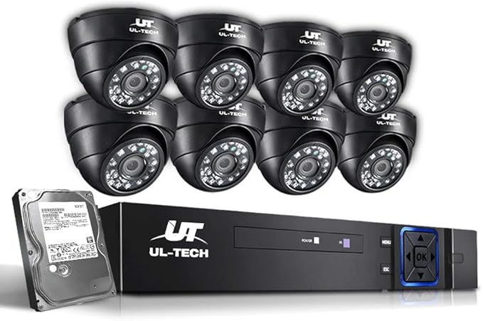 UL Tech CCTV Security System 2TB 8CH DVR 1080P 8 Camera Sets