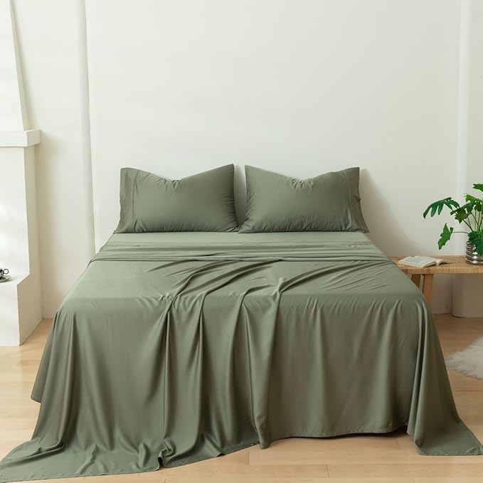 100% Organic Bamboo Sheet Set, Moss / Queen