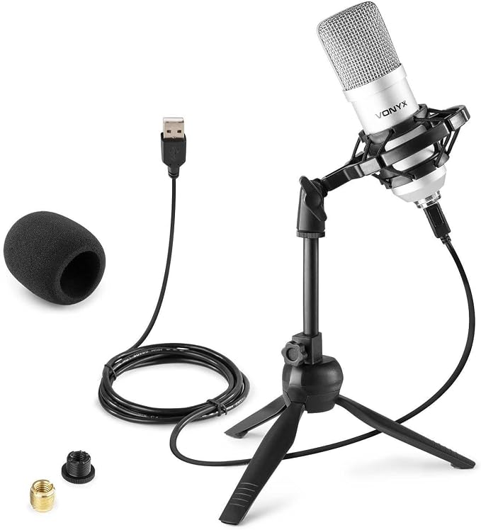 Vonyx Cm300s Studio Microphone USB Echo Silver