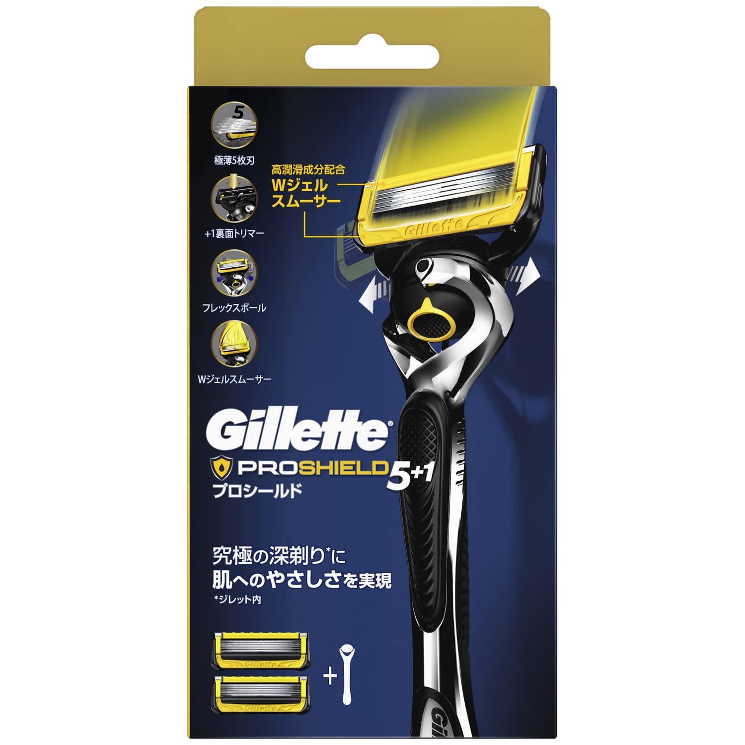 Gillette Pro Shield Razor Main Unit x 1, Replacement Blade x 2, 1 of which is already attached to the main unit