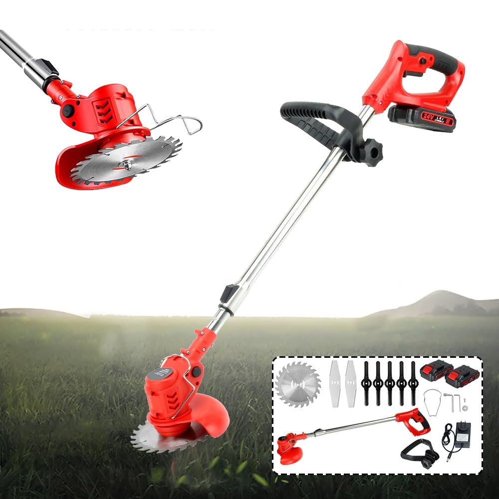 OZNALA Electric Cordless Grass Weed Trimmer Pruning Lawn Mower Outdoor Cutter + Battery