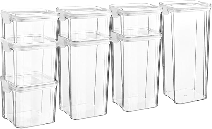 White 8pc Plastic Food Storage Containers Set - by Argon Tableware