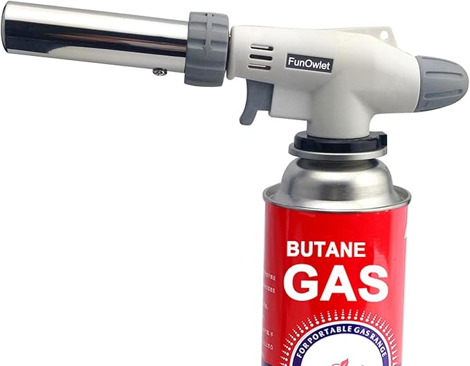 Butane Torch Kitchen Blow Lighter - Culinary Torches Chef Cooking Professional Adjustable Flame With Reverse Use For Creme, Brulee, Bbq, Baking, Jewel