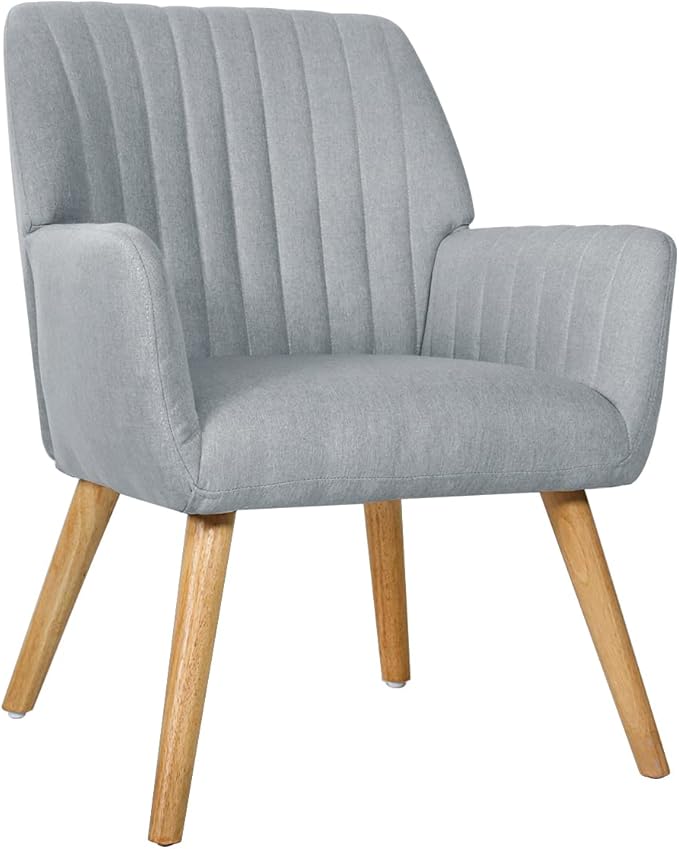 Oikiture Armchair Lounge Sofa Chair Fabric Accent Chairs Armchairs Couches Grey