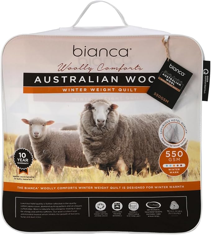 Bianca Bedding Woolly Comforts 550GSM Winter Weight Wool Quilt King