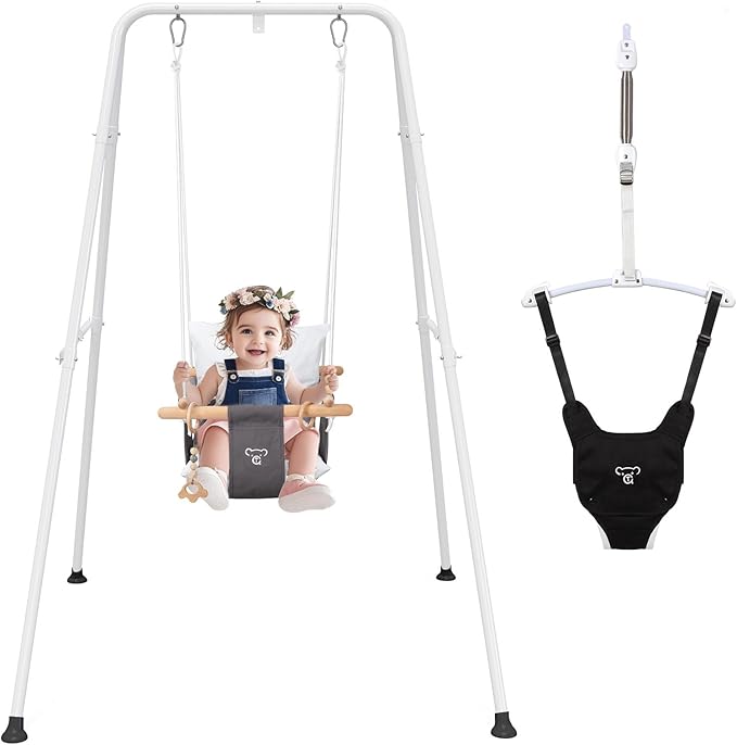 RAGOZONERY 2 in 1 Baby Jumper With Toddler Swing, Baby Jumpers and Bouncers,Indoor Outdoor Toddler Swing Set