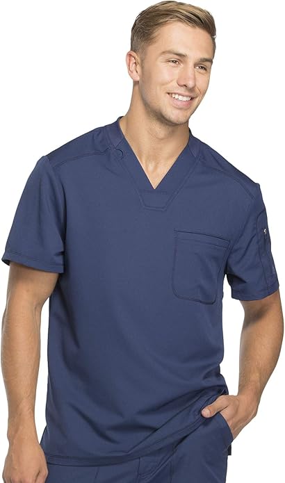 Dickies Balance Men's V-Neck Rib Knit Panel Scrub Top - M - Navy