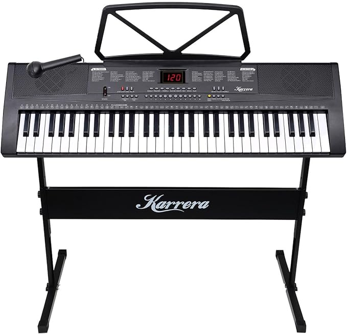 Karrera 61-Key Electronic Piano Keyboard 75cm With Stand - Black