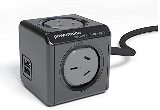 Allocacoc PowerCube Extended 4 Outlets with 2 USB - 3M Black